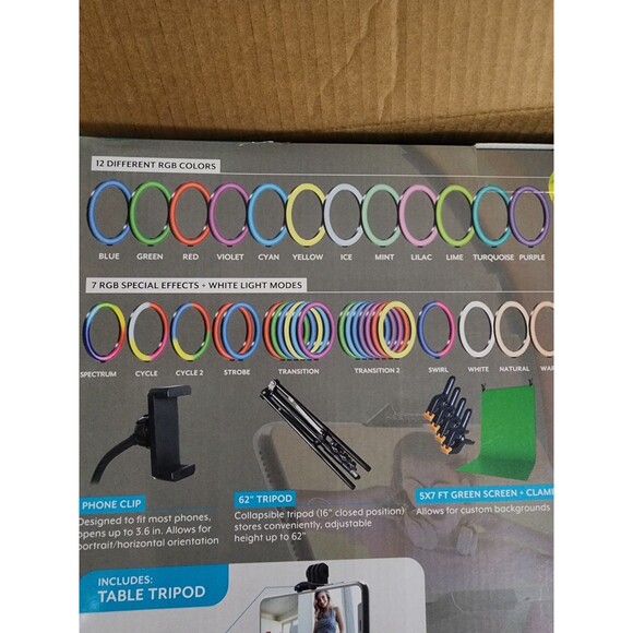 Bower Content Creator Kit with16-inch RGB Ring Light,62" Tripod,Green Screen New - Picture 8 of 9